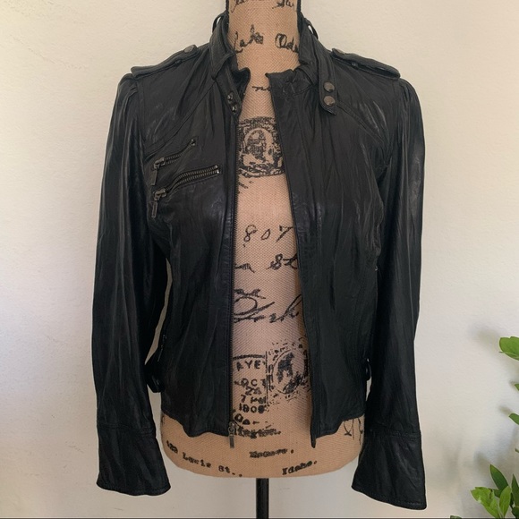Sanctuary Black Leather Jacket Size Small - Picture 1 of 5